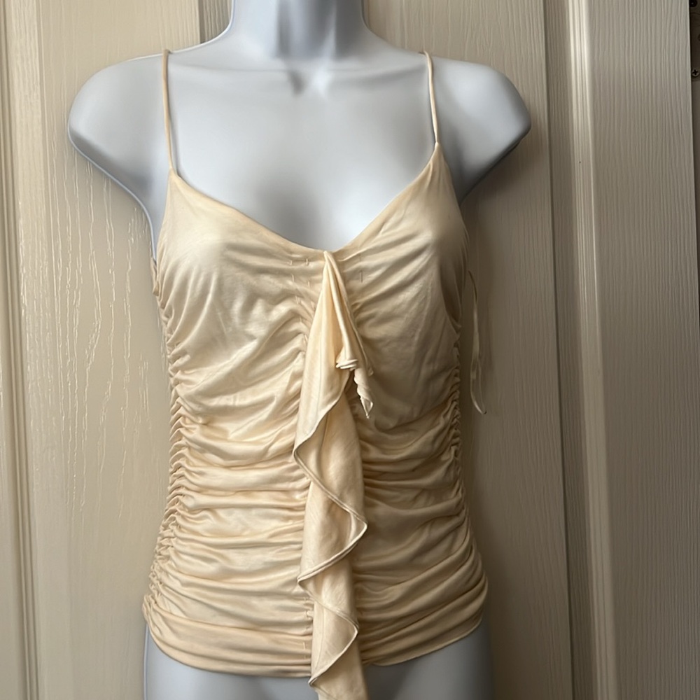 DKNY Ivory Ruffle Tank Top
